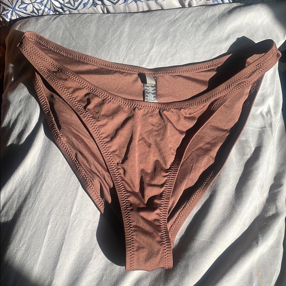 Brown Skims Swim Dipped Mid Waist Bottoms